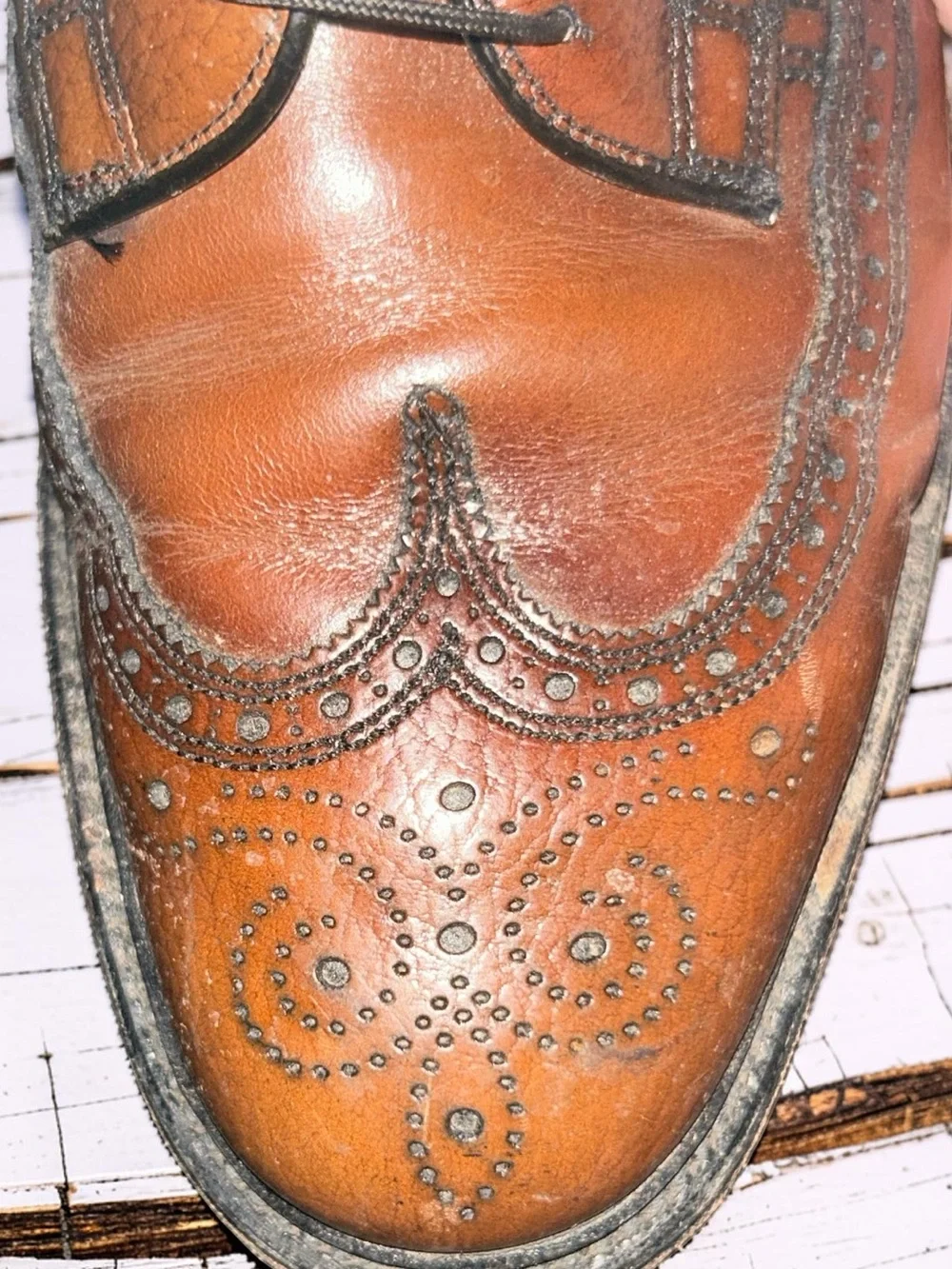 Vintage Roblee Brown Leather Wingtip Lace-Up Oxford Dress Shoes Size 10 D